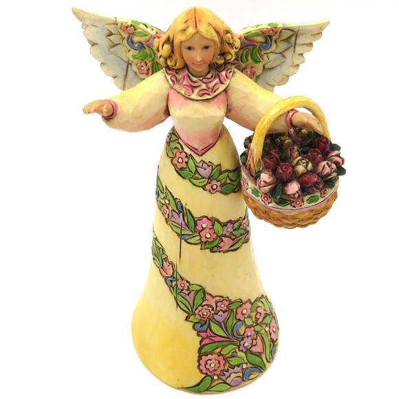 Jim Shore Heartwood Creek Angel with Basket of Flowers 4007548 Mini 5" Figurine - Picture 3 of 11